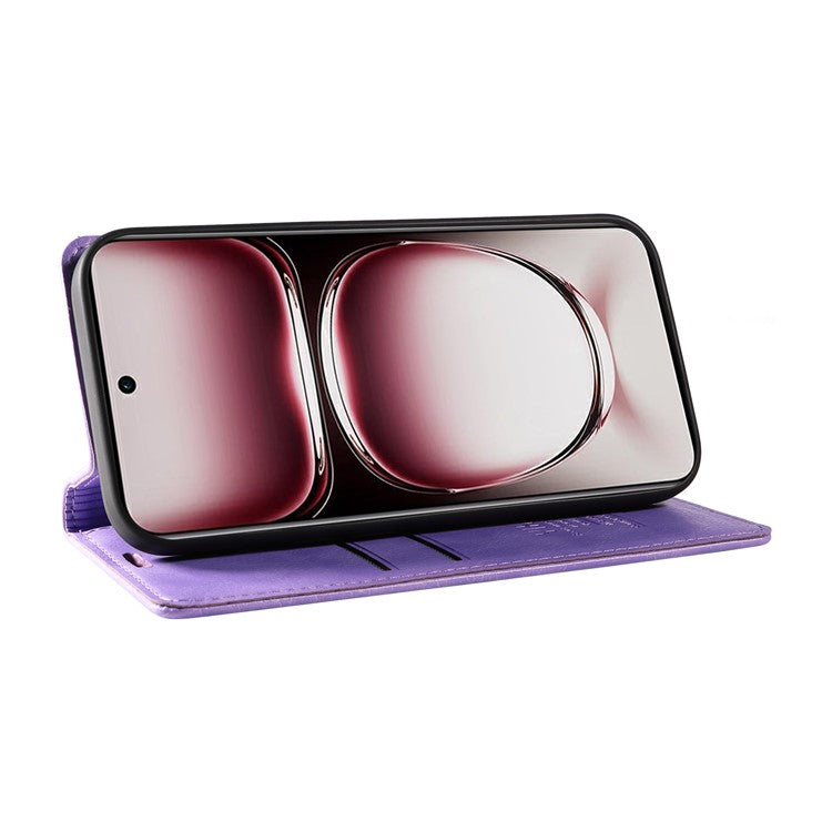 YIKATU YK-006 For Oppo Reno12 Pro 5G (Global) / (China) Wallet Phone Case Litchi Texture Leather Cover - Purple
