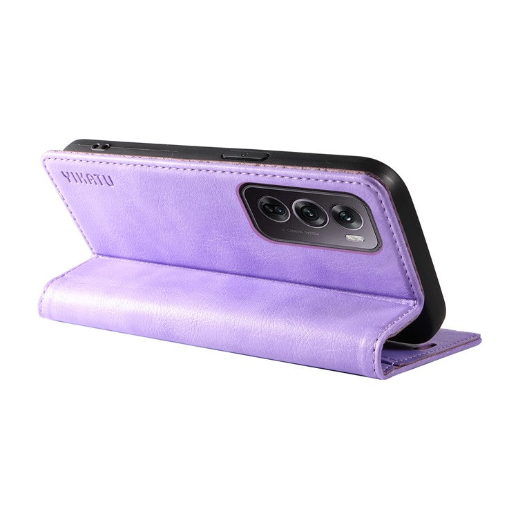 YIKATU YK-006 For Oppo Reno12 Pro 5G (Global) / (China) Wallet Phone Case Litchi Texture Leather Cover - Purple