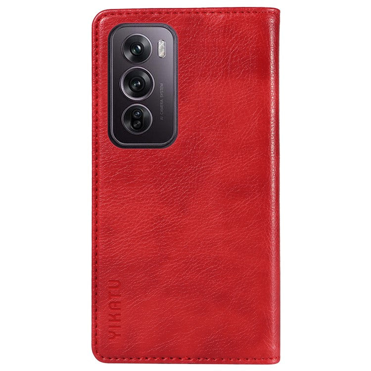 YIKATU YK-006 For Oppo Reno12 Pro 5G (Global) / (China) Wallet Phone Case Litchi Texture Leather Cover - Red