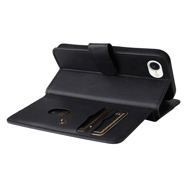 For iPhone 16e Case 10 Card Slots Leather Phone Cover - Black