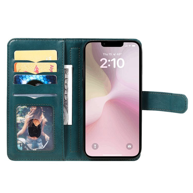 For iPhone 16e Case 10 Card Slots Leather Phone Cover - Green