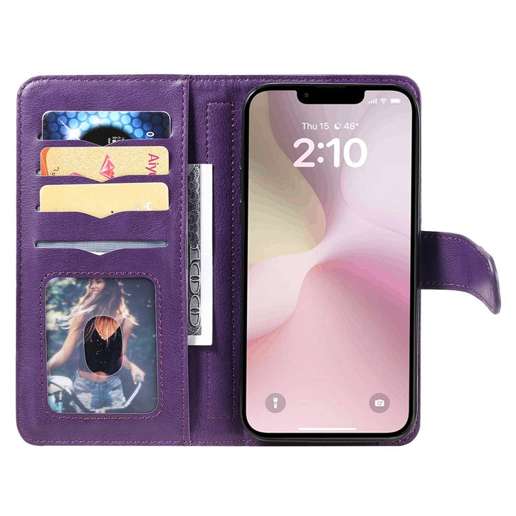 For iPhone 16e Case 10 Card Slots Leather Phone Cover - Purple