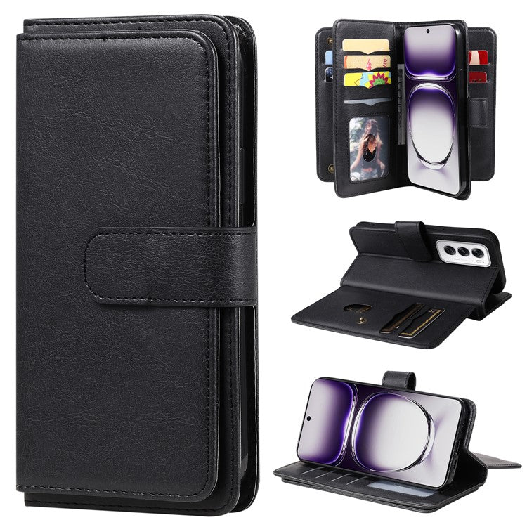 KT Multi-Functional Series-1 For Oppo Reno12 5G (Global) Case 10 Card Slots Leather Phone Cover - Black