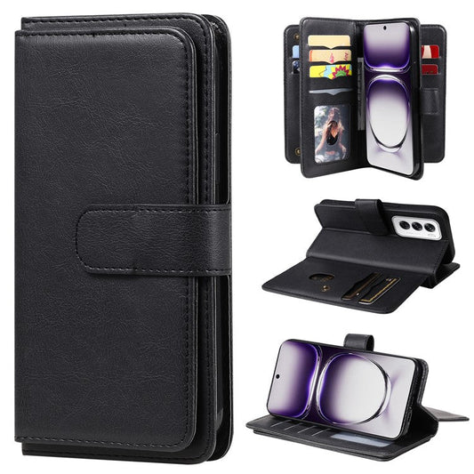 KT Multi-Functional Series-1 For Oppo Reno12 5G (Global) Case 10 Card Slots Leather Phone Cover - Black