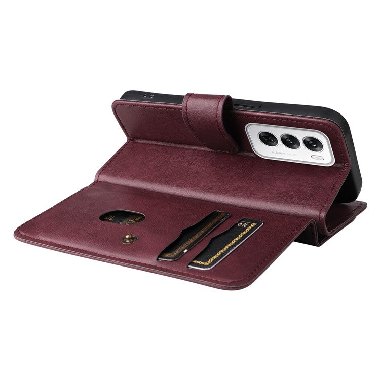 KT Multi-Functional Series-1 For Oppo Reno12 5G (Global) Case 10 Card Slots Leather Phone Cover - Wine Red