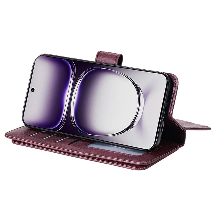 KT Multi-Functional Series-1 For Oppo Reno12 5G (Global) Case 10 Card Slots Leather Phone Cover - Wine Red