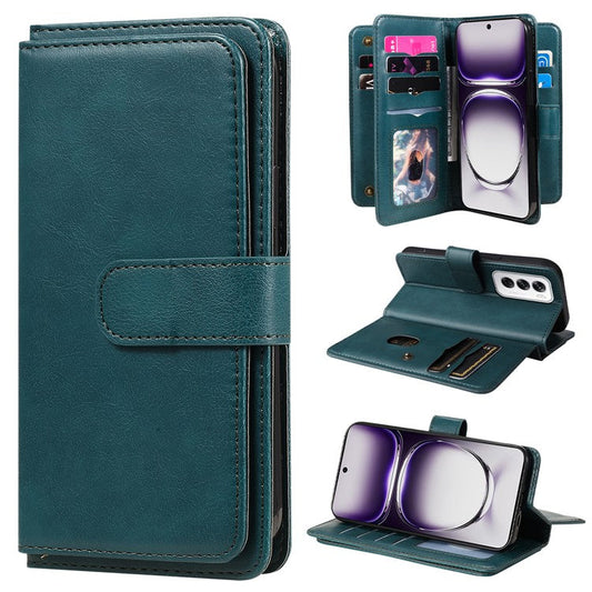 KT Multi-Functional Series-1 For Oppo Reno12 5G (Global) Case 10 Card Slots Leather Phone Cover - Green