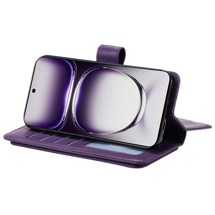 KT Multi-Functional Series-1 For Oppo Reno12 5G (Global) Case 10 Card Slots Leather Phone Cover - Purple