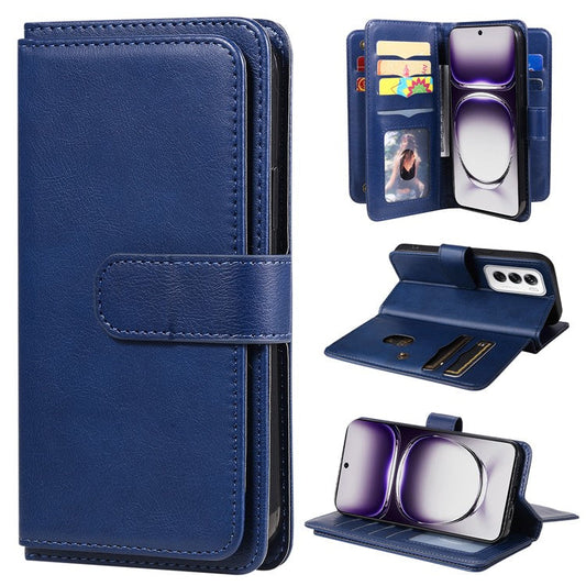 KT Multi-Functional Series-1 For Oppo Reno12 5G (Global) Case 10 Card Slots Leather Phone Cover - Blue