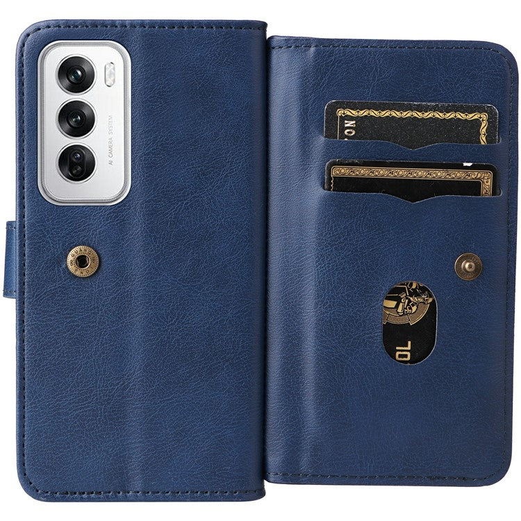 KT Multi-Functional Series-1 For Oppo Reno12 5G (Global) Case 10 Card Slots Leather Phone Cover - Blue