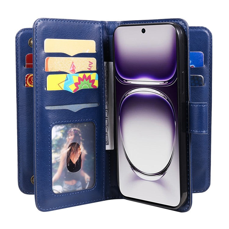 KT Multi-Functional Series-1 For Oppo Reno12 5G (Global) Case 10 Card Slots Leather Phone Cover - Blue