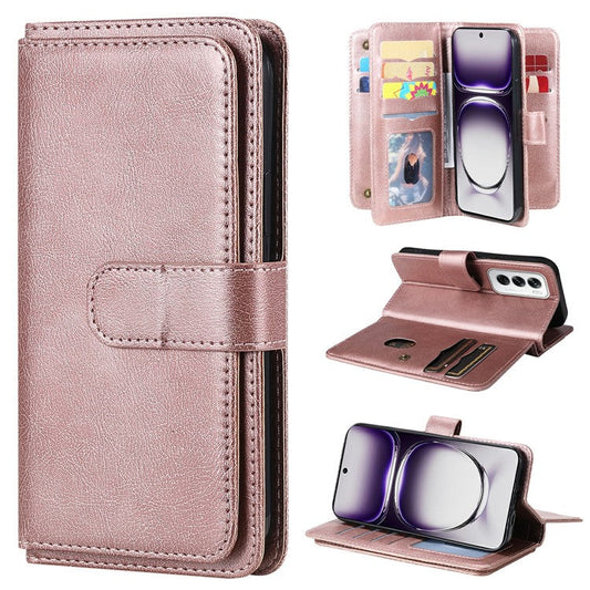 KT Multi-Functional Series-1 For Oppo Reno12 5G (Global) Case 10 Card Slots Leather Phone Cover - Rose Gold