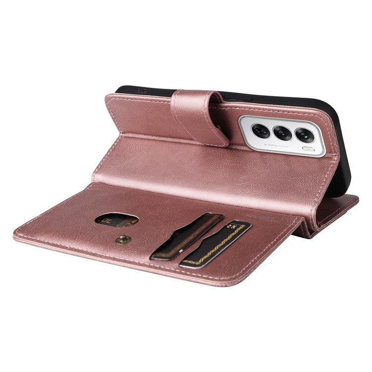KT Multi-Functional Series-1 For Oppo Reno12 5G (Global) Case 10 Card Slots Leather Phone Cover - Rose Gold