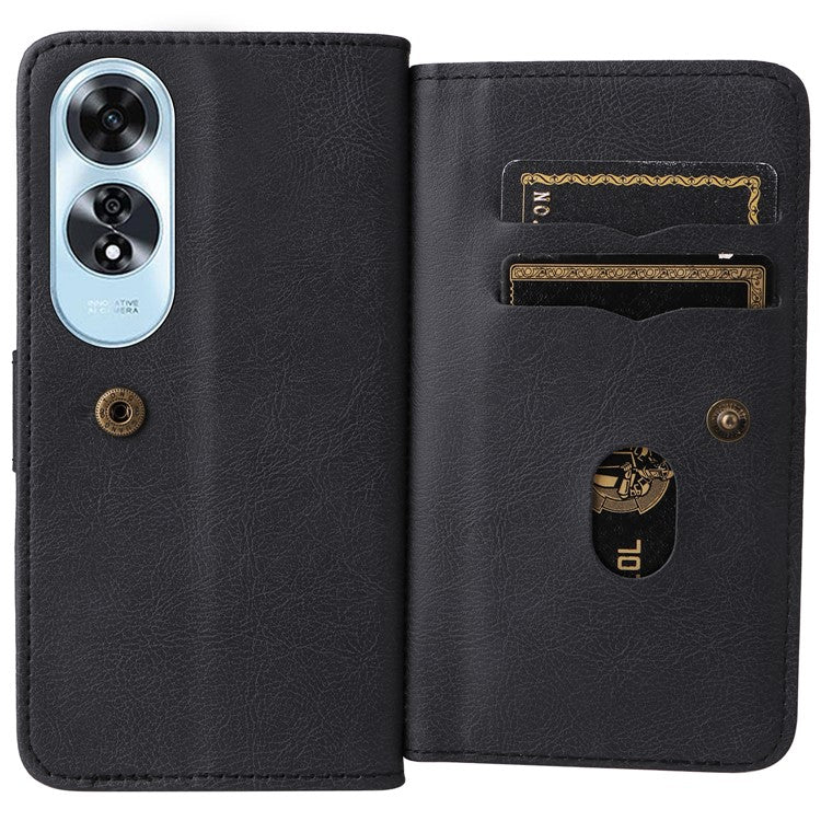 KT Multi-Functional Series-1 For Oppo A60 4G Case 10 Card Slots Leather Phone Cover - Black