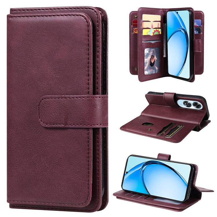 KT Multi-Functional Series-1 For Oppo A60 4G Case 10 Card Slots Leather Phone Cover - Wine Red