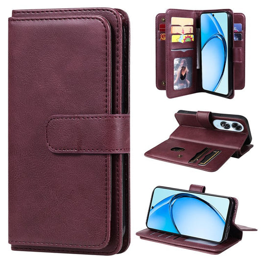 KT Multi-Functional Series-1 For Oppo A60 4G Case 10 Card Slots Leather Phone Cover - Wine Red