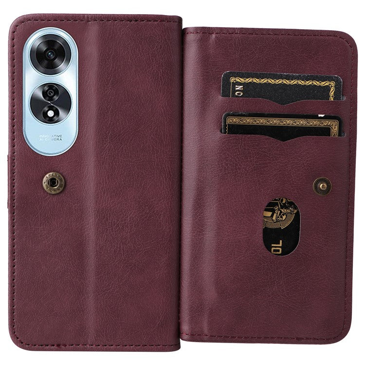 KT Multi-Functional Series-1 For Oppo A60 4G Case 10 Card Slots Leather Phone Cover - Wine Red
