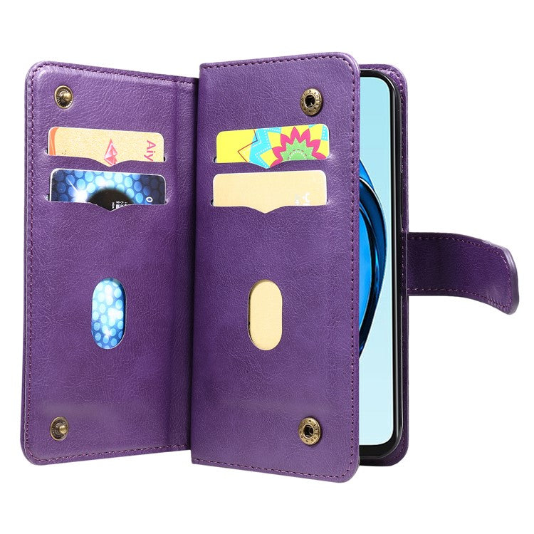 KT Multi-Functional Series-1 For Oppo A60 4G Case 10 Card Slots Leather Phone Cover - Purple