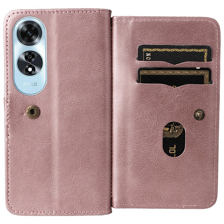 KT Multi-Functional Series-1 For Oppo A60 4G Case 10 Card Slots Leather Phone Cover - Rose Gold