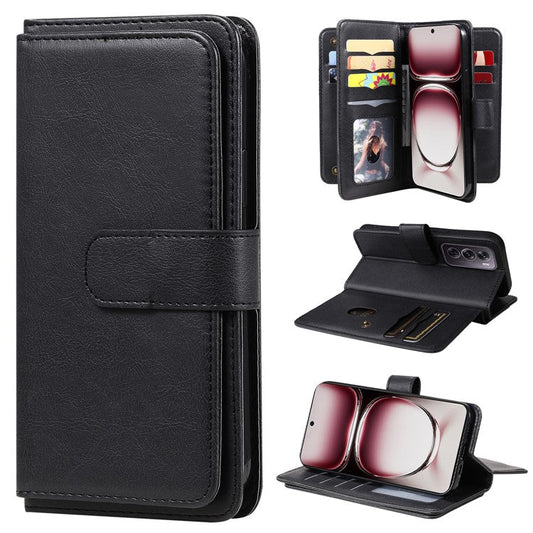 KT Multi-Functional Series-1 For Oppo Reno12 Pro 5G (Global) / Reno12 Pro 5G (China) Leather Case 10 Card Slots Phone Cover - Black