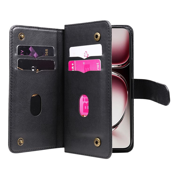 KT Multi-Functional Series-1 For Oppo Reno12 Pro 5G (Global) / Reno12 Pro 5G (China) Leather Case 10 Card Slots Phone Cover - Black
