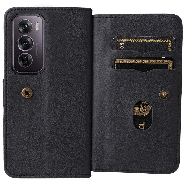 KT Multi-Functional Series-1 For Oppo Reno12 Pro 5G (Global) / Reno12 Pro 5G (China) Leather Case 10 Card Slots Phone Cover - Black
