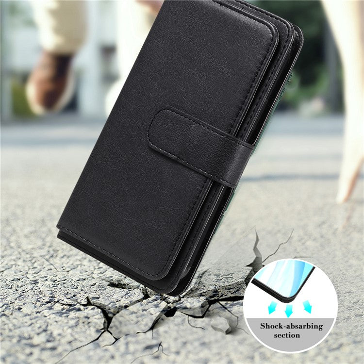 KT Multi-Functional Series-1 For Oppo Reno12 Pro 5G (Global) / Reno12 Pro 5G (China) Leather Case 10 Card Slots Phone Cover - Black