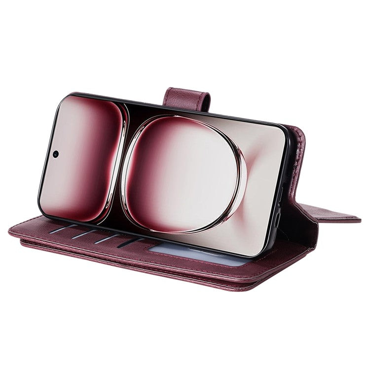 KT Multi-Functional Series-1 For Oppo Reno12 Pro 5G (Global) / Reno12 Pro 5G (China) Leather Case 10 Card Slots Phone Cover - Wine Red