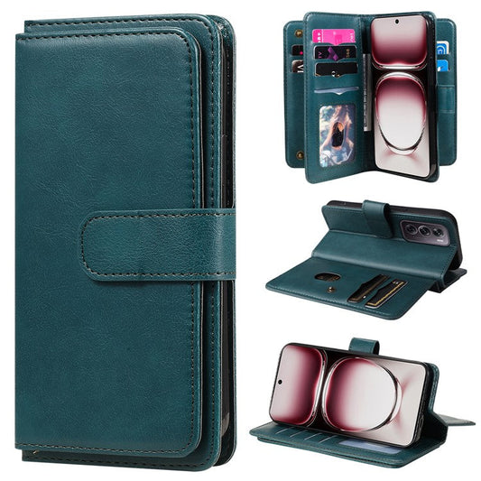 KT Multi-Functional Series-1 For Oppo Reno12 Pro 5G (Global) / Reno12 Pro 5G (China) Leather Case 10 Card Slots Phone Cover - Green