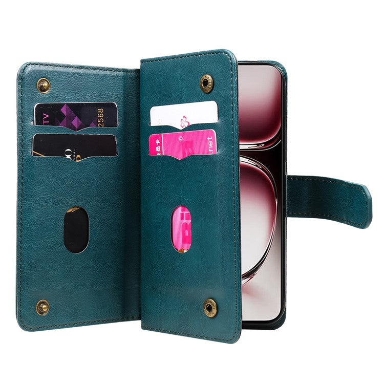 KT Multi-Functional Series-1 For Oppo Reno12 Pro 5G (Global) / Reno12 Pro 5G (China) Leather Case 10 Card Slots Phone Cover - Green