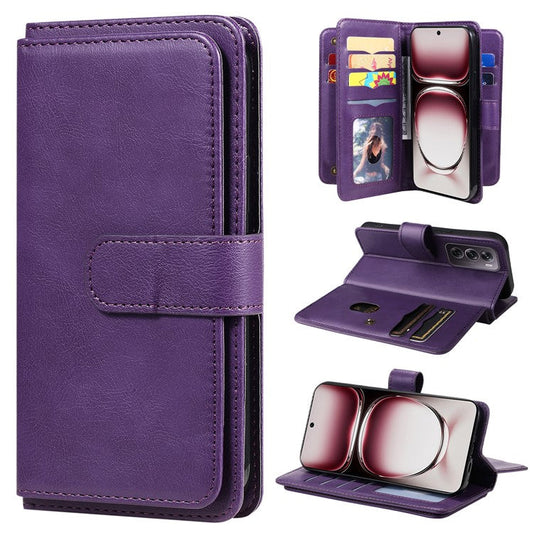 KT Multi-Functional Series-1 For Oppo Reno12 Pro 5G (Global) / Reno12 Pro 5G (China) Leather Case 10 Card Slots Phone Cover - Purple