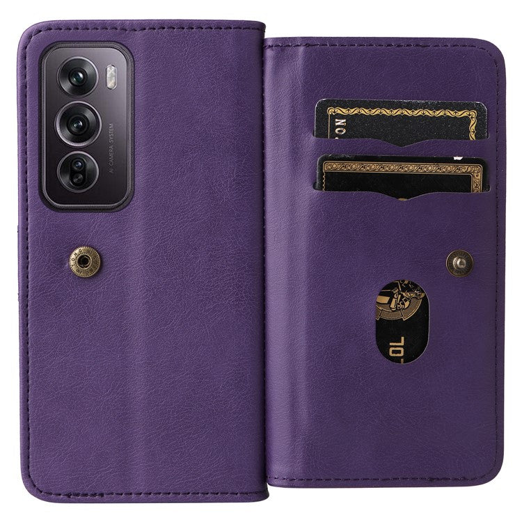 KT Multi-Functional Series-1 For Oppo Reno12 Pro 5G (Global) / Reno12 Pro 5G (China) Leather Case 10 Card Slots Phone Cover - Purple