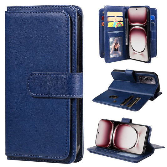 KT Multi-Functional Series-1 For Oppo Reno12 Pro 5G (Global) / Reno12 Pro 5G (China) Leather Case 10 Card Slots Phone Cover - Blue