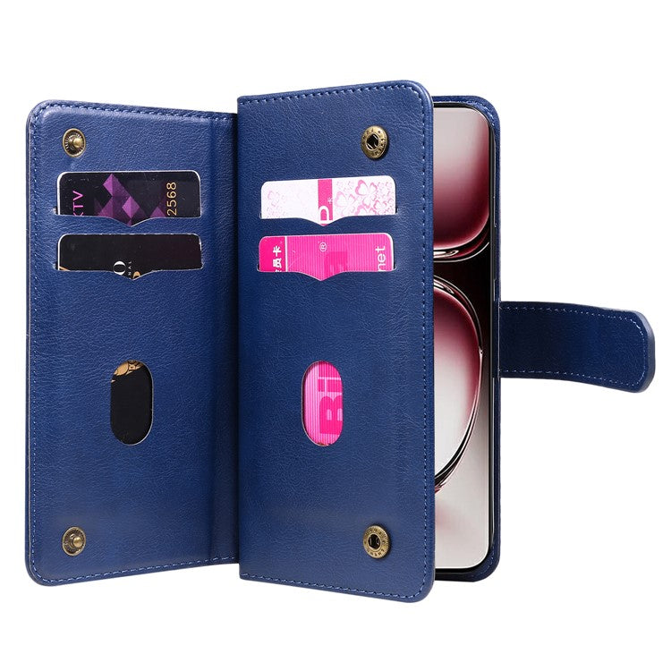 KT Multi-Functional Series-1 For Oppo Reno12 Pro 5G (Global) / Reno12 Pro 5G (China) Leather Case 10 Card Slots Phone Cover - Blue