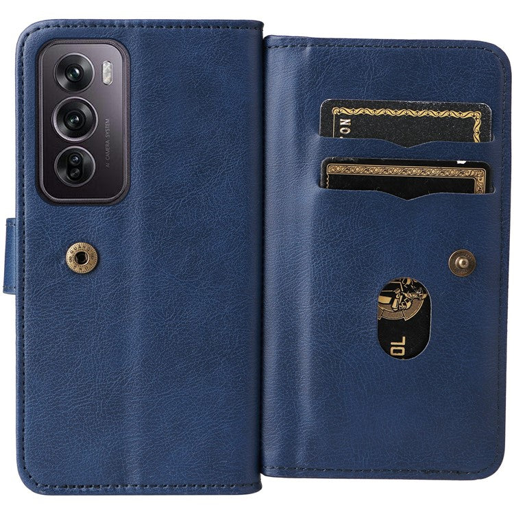 KT Multi-Functional Series-1 For Oppo Reno12 Pro 5G (Global) / Reno12 Pro 5G (China) Leather Case 10 Card Slots Phone Cover - Blue