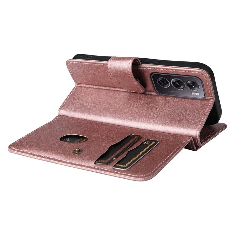 KT Multi-Functional Series-1 For Oppo Reno12 Pro 5G (Global) / Reno12 Pro 5G (China) Leather Case 10 Card Slots Phone Cover - Rose Gold