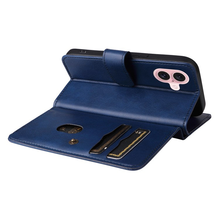 KT Multi-Functional Series-1 For iPhone 16 Case 10 Card Slots Anti-scratch Leather Phone Cover - Blue