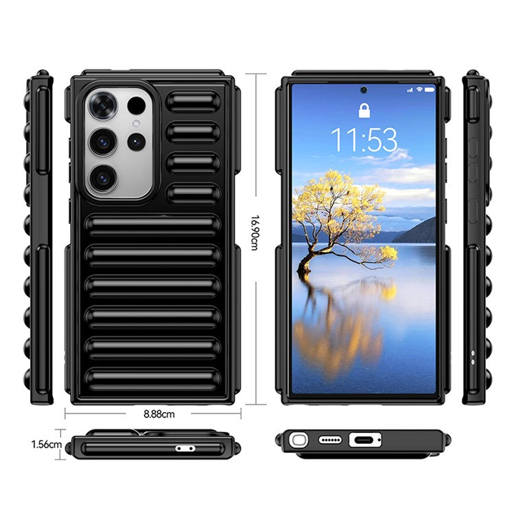 Capsule Series for Samsung Galaxy S23 Ultra Phone Case Anti-Collision TPU Cover - Black