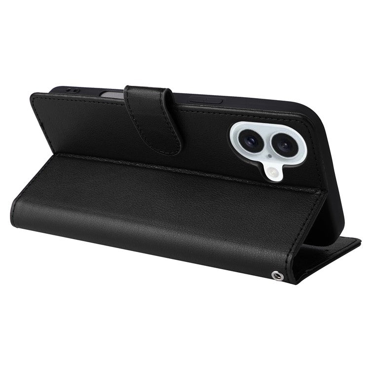 For iPhone 16 Plus Wallet Case 3 Card Slots Slim-Fit PU Leather Stand Phone Cover - Black