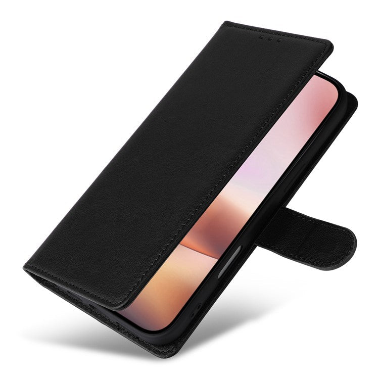 For iPhone 16 Plus Wallet Case 3 Card Slots Slim-Fit PU Leather Stand Phone Cover - Black