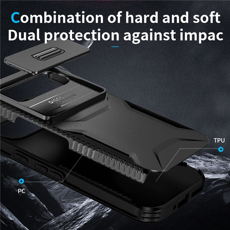 For Google Pixel 9 Pro / 9 Case TPU+PC Non-Slip Side Edge Phone Cover with Lens Lid - Black