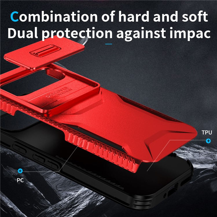 For Google Pixel 9 Pro / 9 Case TPU+PC Non-Slip Side Edge Phone Cover with Lens Lid - Red