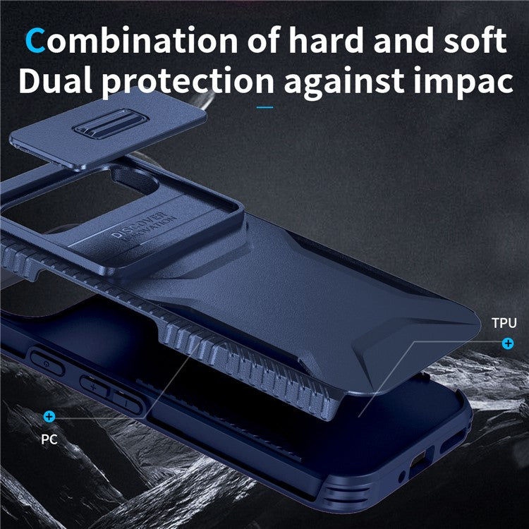 For Google Pixel 9 Pro / 9 Case TPU+PC Non-Slip Side Edge Phone Cover with Lens Lid - Blue