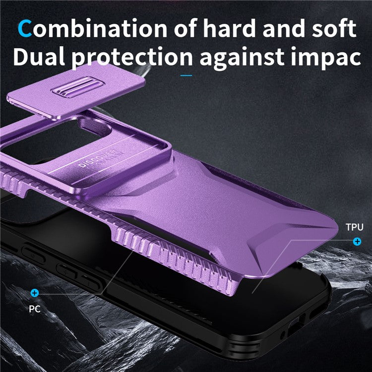 For Google Pixel 9 Pro / 9 Case TPU+PC Non-Slip Side Edge Phone Cover with Lens Lid - Purple
