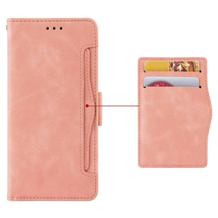 PU Leather Phone Shell for Honor 70 5G, Multiple Card Slots Stable Stand Wallet Phone Drop-proof Cover - Pink