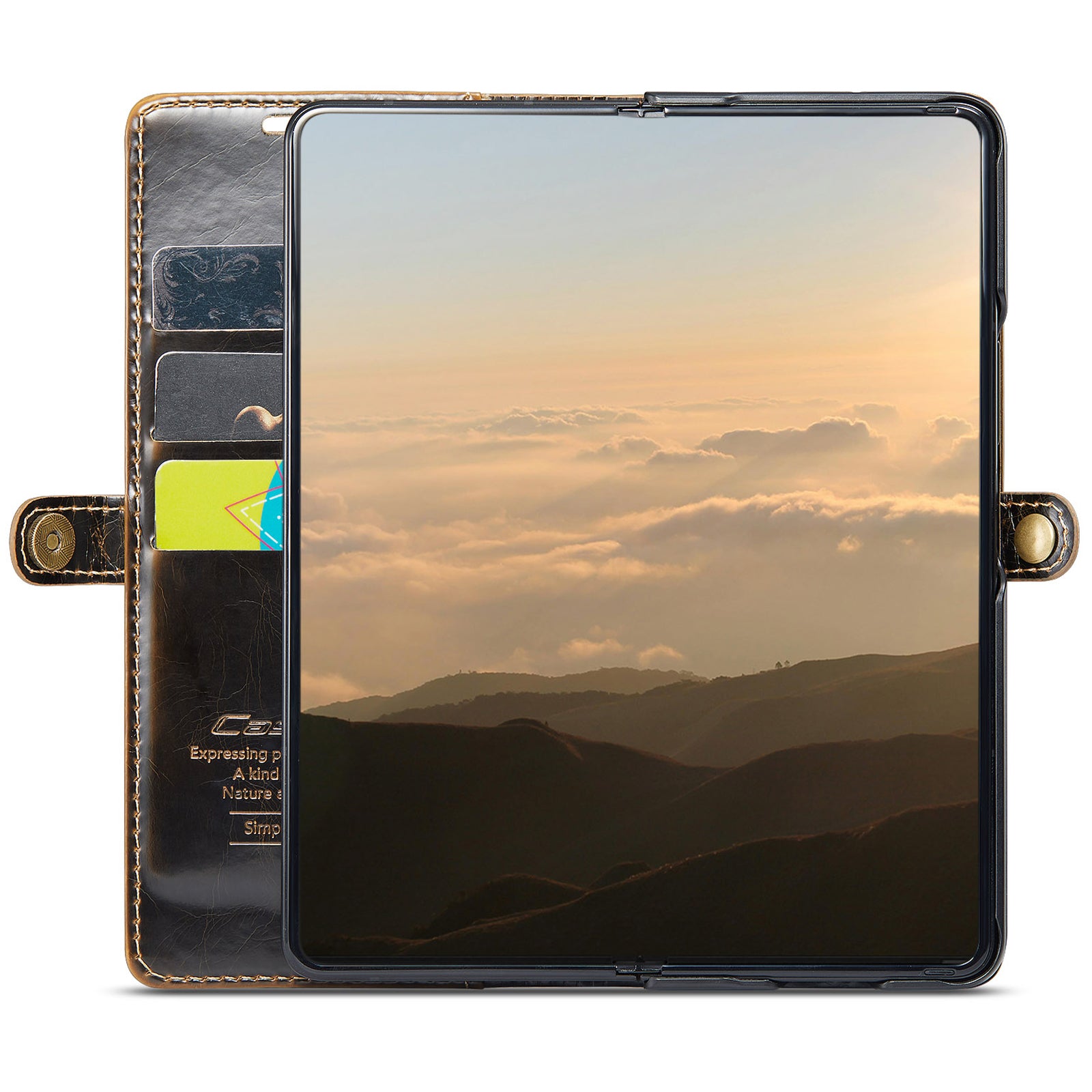 CASEME 003 Series For Samsung Galaxy Z Fold6 5G PU Leather Case Stand Retro Wallet Phone Cover  - Coffee