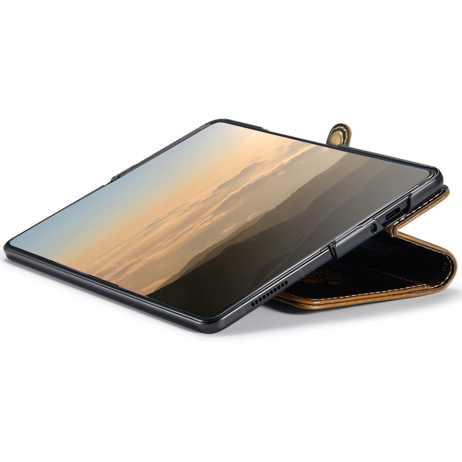 CASEME 003 Series For Samsung Galaxy Z Fold6 5G PU Leather Case Stand Retro Wallet Phone Cover  - Coffee