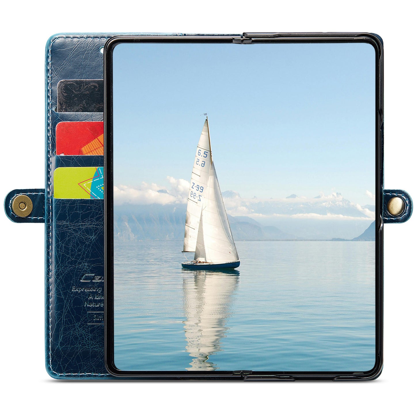 CASEME 003 Series For Samsung Galaxy Z Fold6 5G PU Leather Case Stand Retro Wallet Phone Cover  - Blue