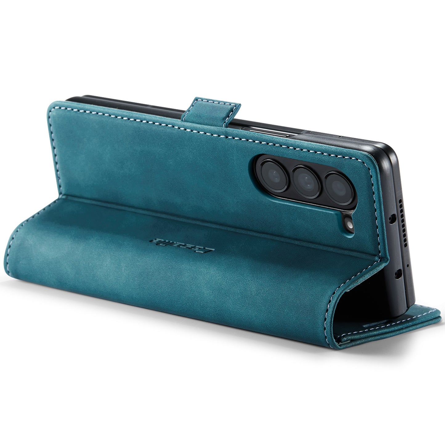 CASEME 013 Series For Samsung Galaxy Z Fold6 5G Phone Stand Case Shockproof PU Leather Cover Wallet - Blue