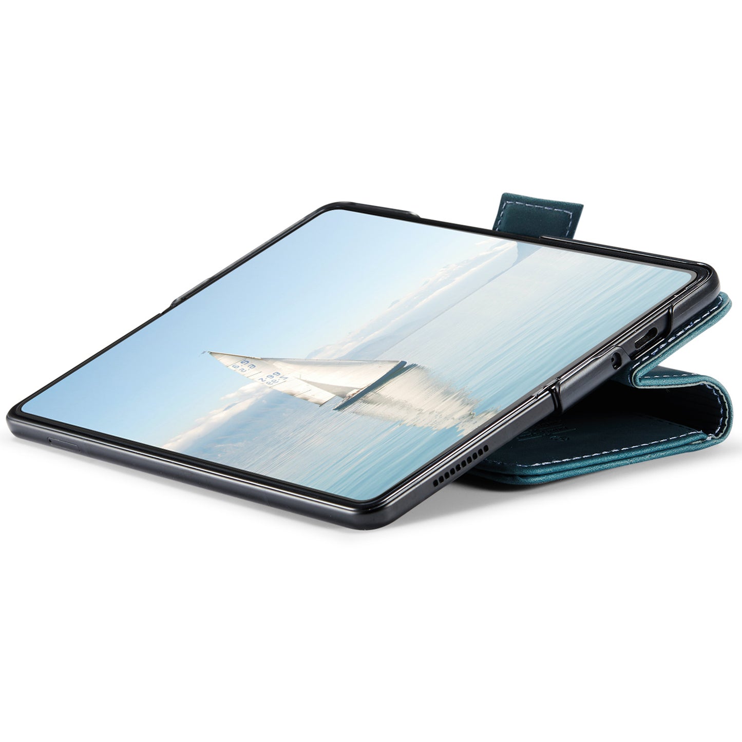 CASEME 013 Series For Samsung Galaxy Z Fold6 5G Phone Stand Case Shockproof PU Leather Cover Wallet - Blue